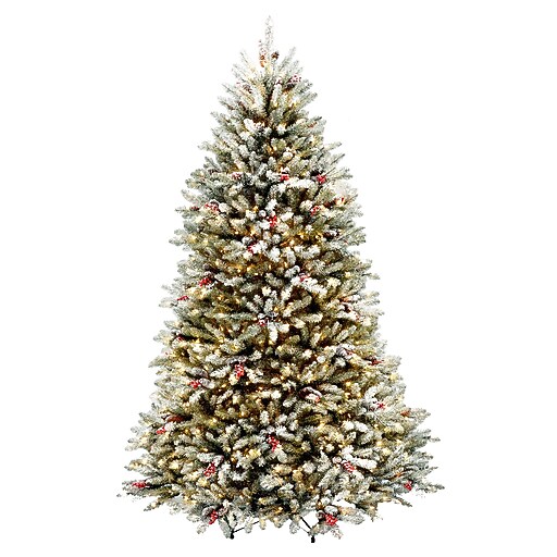 National Tree Company 7.5' Pre-Lit Snowy Dunhill Fir Artificial Christmas Tree (DUF-300-75)
