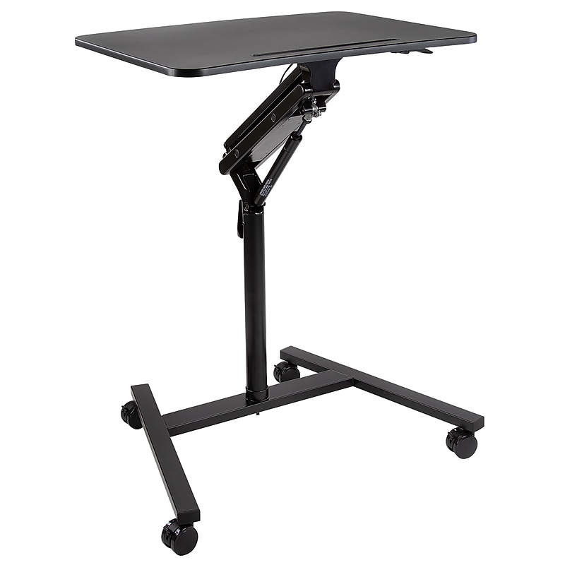 Mount-It! 28" W Manual Adjustable Standing Desk With Locking Wheels, Black (MI-7969) image 1