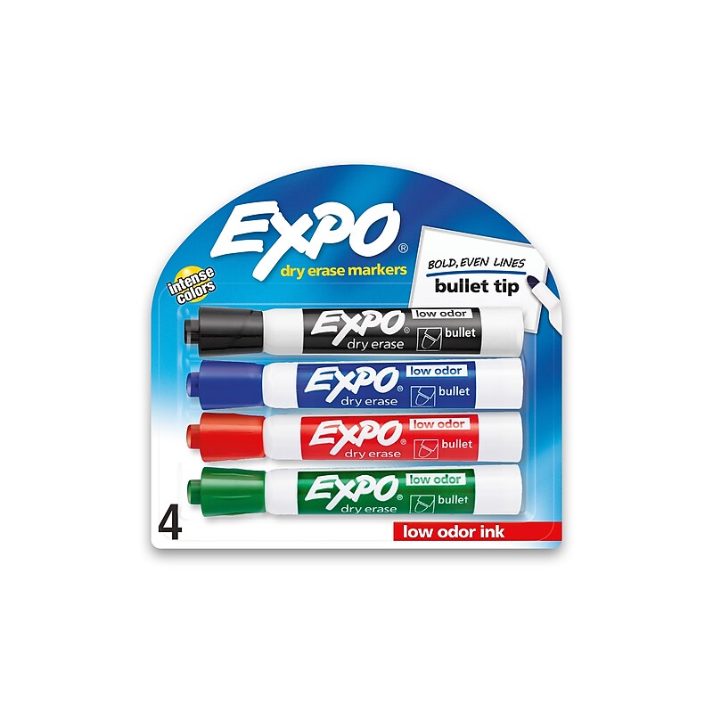 Expo Dry Erase Markers, Bullet Tip, Assorted, 4/Pack (2081760) image 1