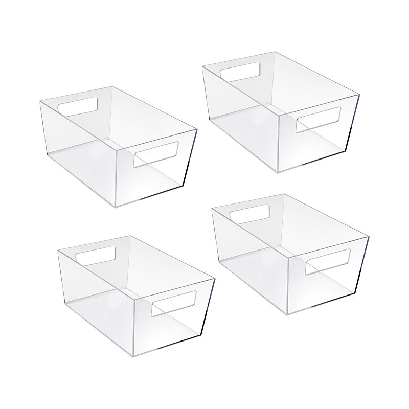 Azar Extra Large Storage Bin, 6.5" x 13"x 9.5", Clear, 4/Pack (556239-4PK) image 1