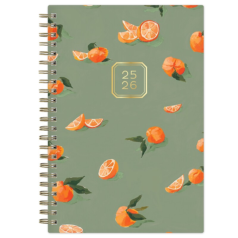 2025-2026 Blue Sky MJ Oranges 5" x 8" Academic Year Weekly & Monthly Planner, Plastic Cover, Multicolored (155402) image 1