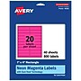 Avery Laser/Inkjet Rectangle Multipurpose Labels, 1" x 4", Neon Magenta, 800/Pack (94202)~#|#~5274AE22-A9CF-47BD-904ECA76BB81DD97_sc7