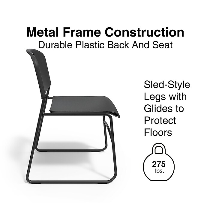 しーページ Staples Resin Stacking Chair, Black, 4/Pack (51475) | Staples