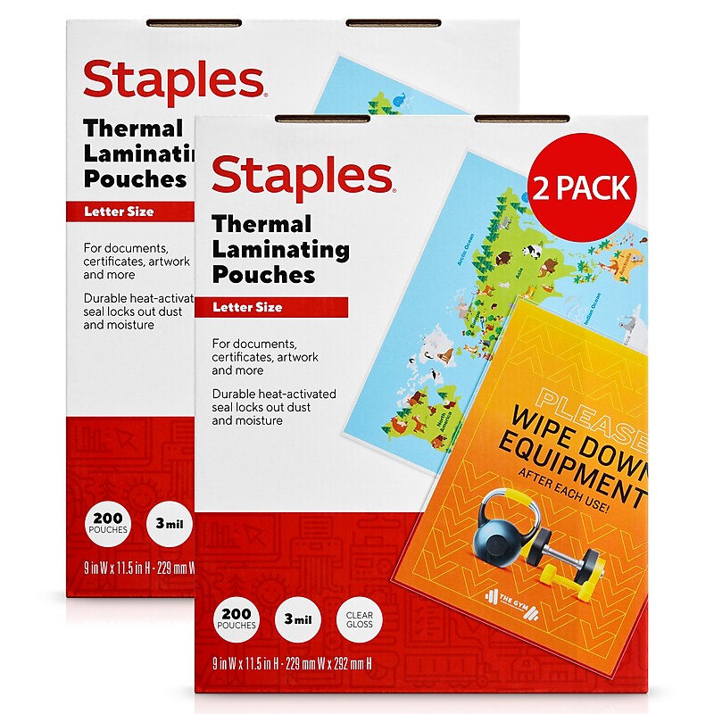 Staples Thermal Laminating Pouches, Letter Size, 3 Mil, 400/Pack (ST61982-CC-VB) image 1