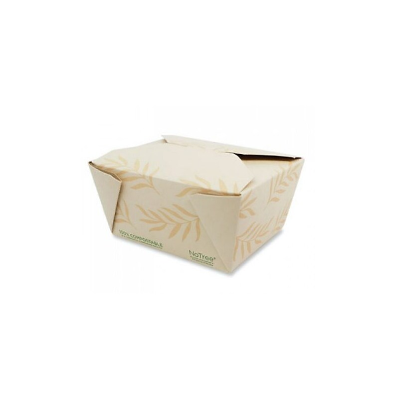 World Centric No Tree Folded Takeout Containers, 26 oz., 4.2" x 5.2" x 2.5", Natural, Sugarcane, 450/Carton (TONT1) image 1