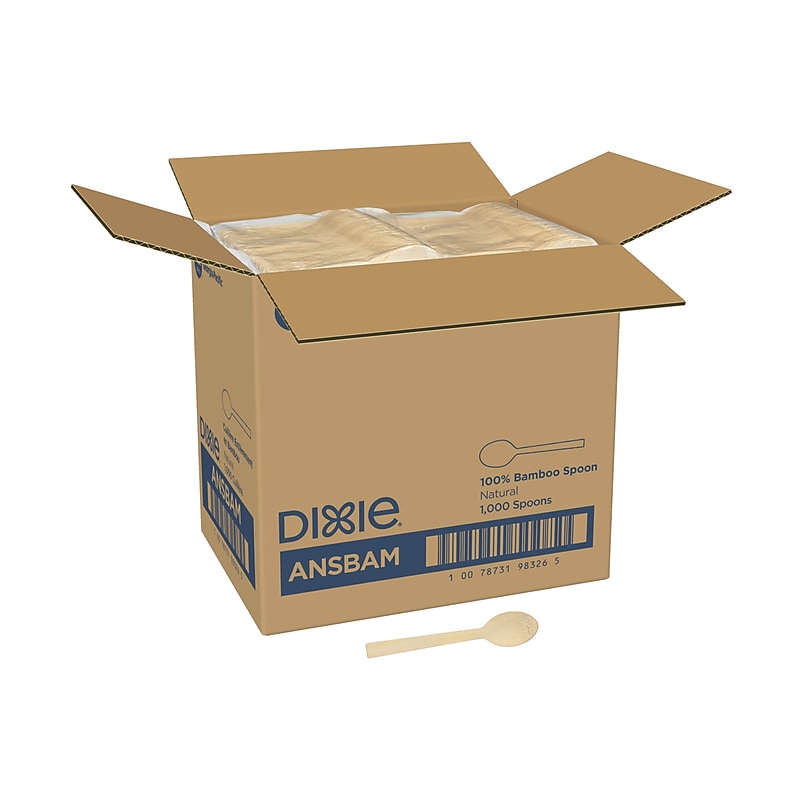 Dixie Compostable Bamboo Spoon, Brown, 1000/Box (ANSBAM) image 1