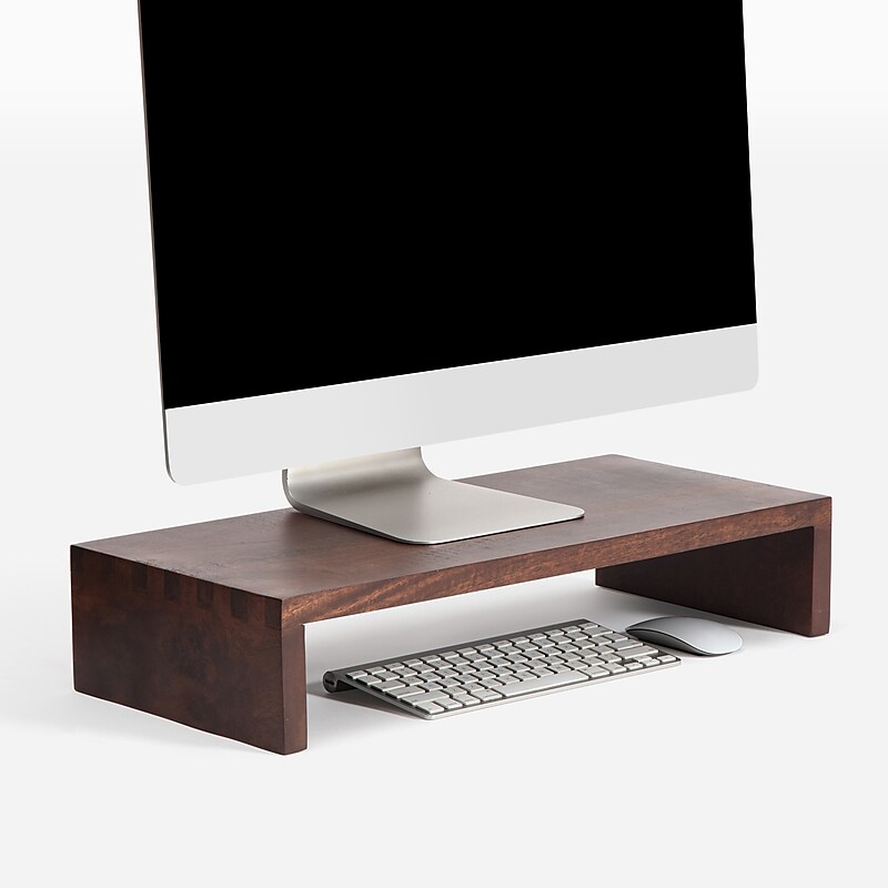 Anji Mountain Mango Wood Monitor Stand, Up to 32" Monitor, Walnut (MS-FNG-WAL) image 1