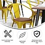 Flash Furniture Luna Indoor-Outdoor Chair with Arms, Yellow with Teak Seat (CH31270YLPL1T)~#|#~52918A32-6EEF-4CA4-A0B62A5269C8CE2A_sc7