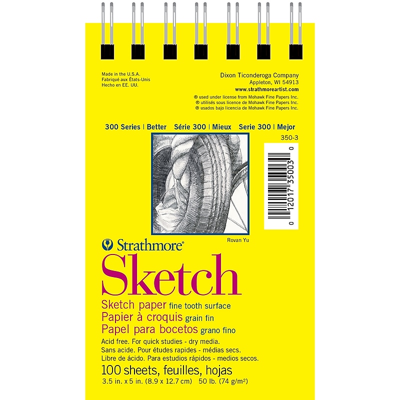 Strathmore 300 Series 3.5" x 5" Wire Bound Sketch Pad, 100 Sheets/Book, 6/Bundle (STT350306-6) image 1