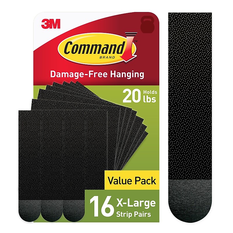 Command Extra Large Hanging Strips, 20 lb., Black, 16/Pack (17217BLK-16NA) image 1