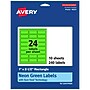 Avery Laser/Inkjet Multipurpose Rectangle Labels, 1" x 2.5", Neon Green, 240/Pack (94221)~#|#~529567C4-F03F-407A-B998251B524B8765_sc7