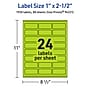 Avery Rectangle Multipurpose Labels, 1" x 2.5", Bright Green, 1920/Box (94221)~#|#~529FB2B0-8C78-4974-BF81624F88AF2D89_sc7