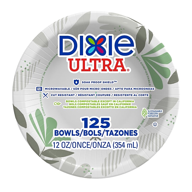 Dixie Ultra Pathways Paper Bowls, 12 oz., Multicolor, 500/Carton (SXB12WS) image 1