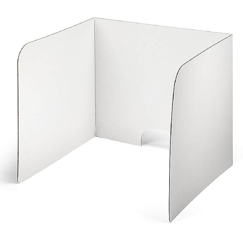 Classroom Products Foldable Cardboard Freestanding Privacy Shield, 24"H x 28"W, White, 10/Box (2410 WH) image 1