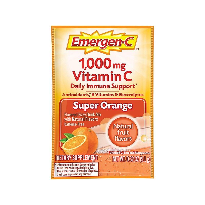 Emergen-C Super Orange Immune Support Powder, Orange, 2/Pack (F76314151170) image 1
