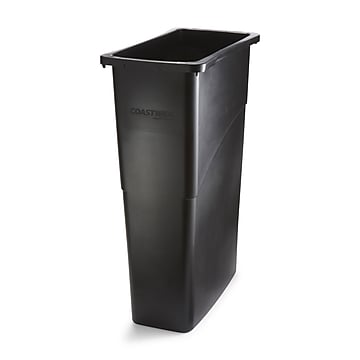 Coastwide Professional™ Slim Plastic Trash Can with no Lid, Black, 23 Gal. (CW50718)