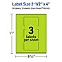 Avery Printable Rectangle Multipurpose Labels, 2.5" x 4", Bright Green, 30/Pack (94245)~#|#~52ABD9A3-71AA-453E-83C2C37E9FC17667_sc7