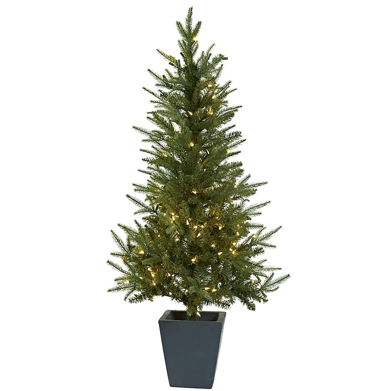 Nearly Natural 4.5-ft Christmas Tree with Clear Lights & Decorative Planter (5443) image 1