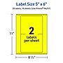 Avery Laser/Inkjet Rectangle Multipurpose Labels, 5" x 6", Neon Yellow, 20/Pack (94257)~#|#~52C0FBA5-B14D-40F5-85D5FE7A9F593B32_sc7