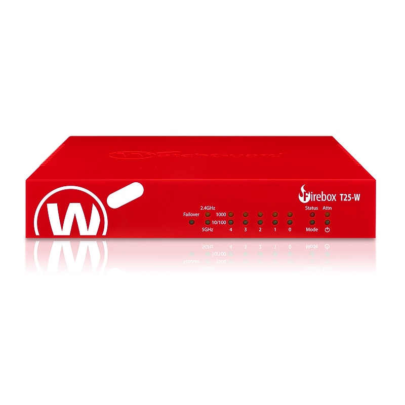 WatchGuard Firebox T25-W Network Security/Firewall Appliance, Desktop, Red (WGT26641) image 1