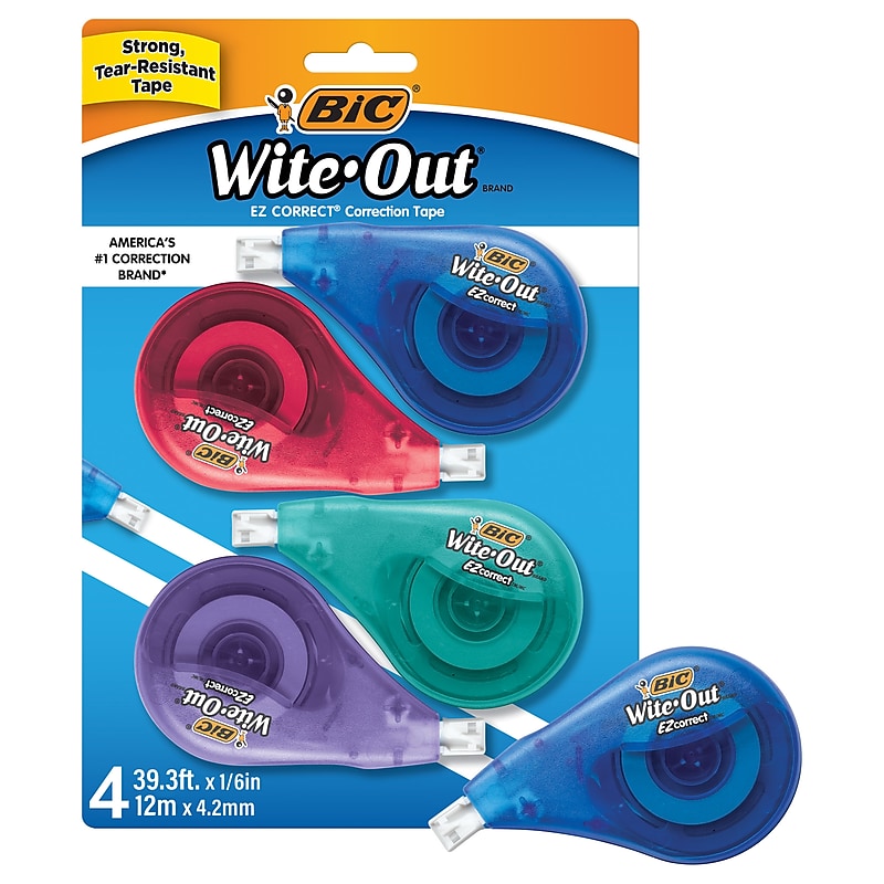 BIC Wite-Out Correction Tape, White, 4/Pack (50589) image 1