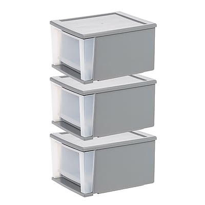 Compact Stacking, Stackable Plastic Drawer Unit, 47 Quart, Black, 2 Co – IRIS USA