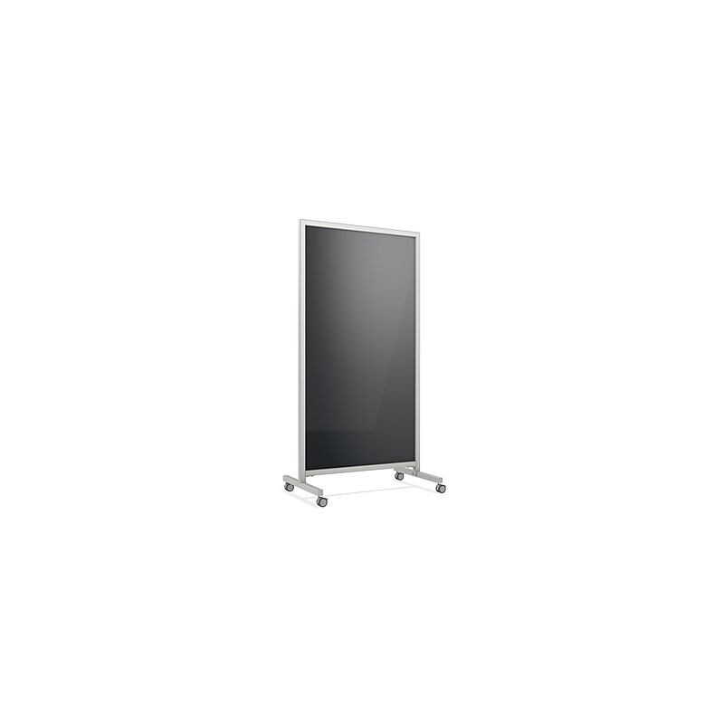 Ghent EZ Magnetic Glass Mobile Dry-Erase Whiteboard, Aluminum Frame, 75"H x 38"W (EZ1MA7538BK) image 1
