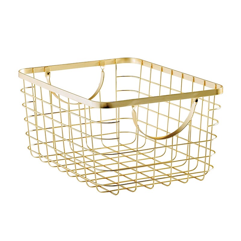 mDesign Metal Basket with Handles, Soft Brass (24829W) image 1