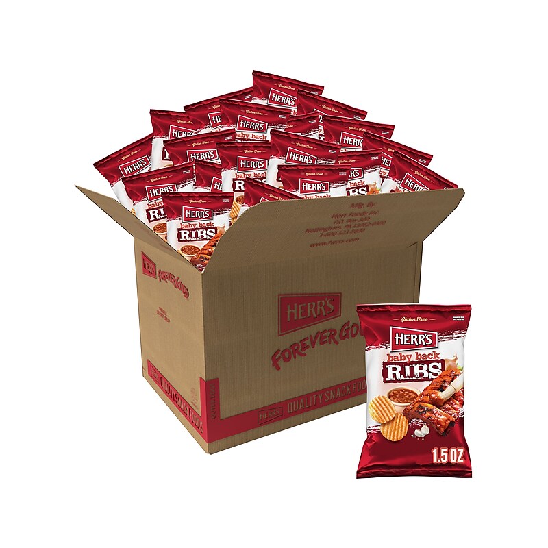 Herr's Gluten Free Baby Back Ribs Potato Chips, 1.5 oz., 60 Bags/Carton (6138) image 1