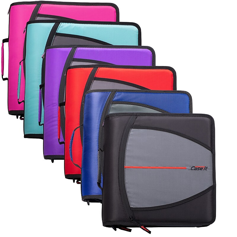 Case It 3" 3-Ring Zipper Binders, Assorted (D-145) image 1