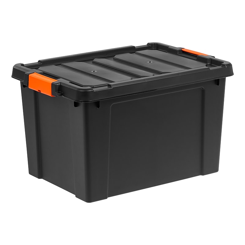Iris 78 Quart Heavy Duty Store-It-All Plastic Latching Storage Tote,  Black (500216) image 1