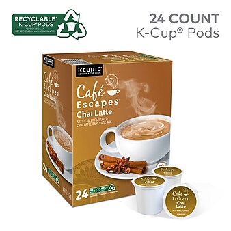 Cafe Escapes Chai Latte Coffee, Keurig® K-Cup® Pods, Light Roast, 24/Box (6805)