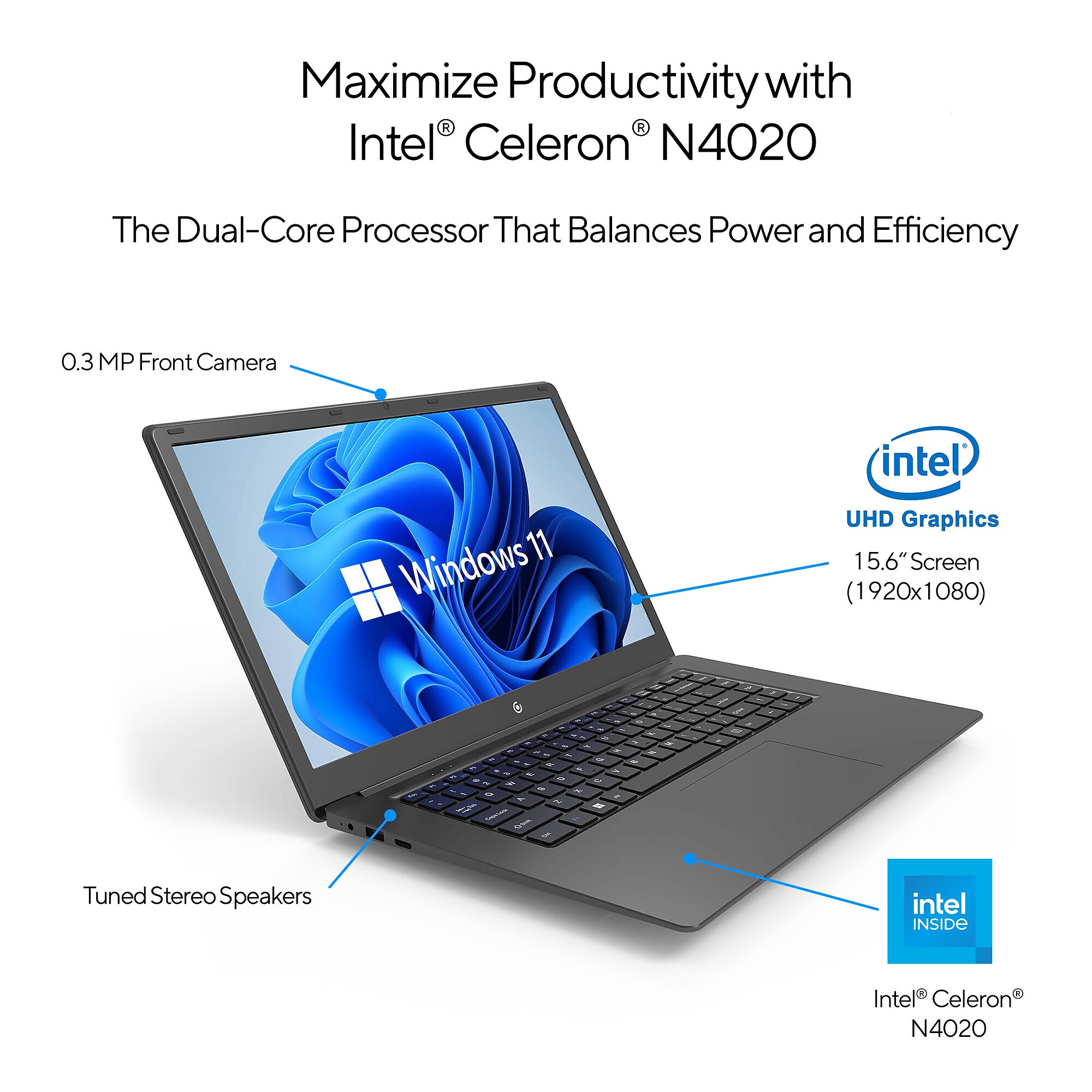 Core Innovations CLT2156 15.6″ LCD Laptop, 2.8Ghz, 4GB RAM, 64GB SSD, Windows 11 Home, Black (CLT2156BL) Sansujyuku sansujyuku.com