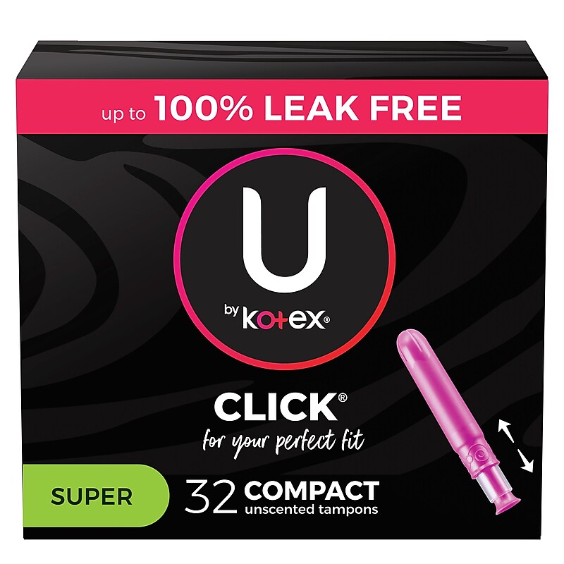 U by Kotex Click Super Compact Tampon, Unscented, 32/Pack (51584) image 1