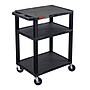 Luxor TUFFY 3-Shelf Multi-Purpose Utility Cart with Electric Power, Black (WT34E)~#|#~52EE770F-96CC-4A7D-9BBBAC929ACF6374_sc7