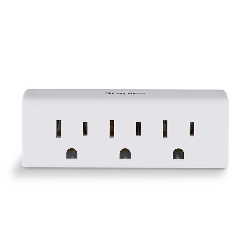 Staples 3-Outlet In-Wall Plug-In Power Adapter, White (22141) image 1