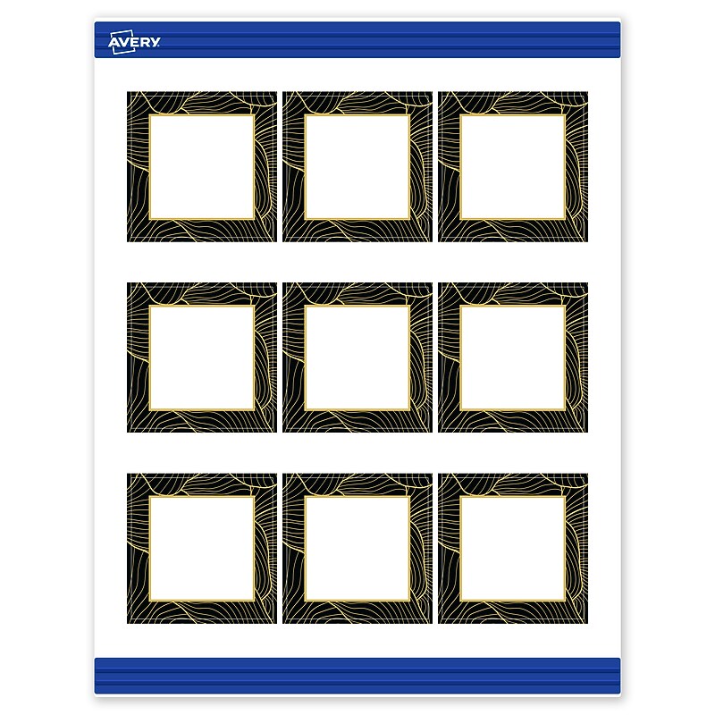 Avery Black with Gold Pattern Matte Blank Card, White, 90/Pack (S00-ETR) image 1
