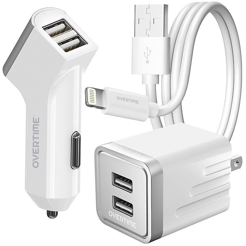 Overtime USB-A Charging Kit for Apple, 12W, White (DAC3IN1) image 1