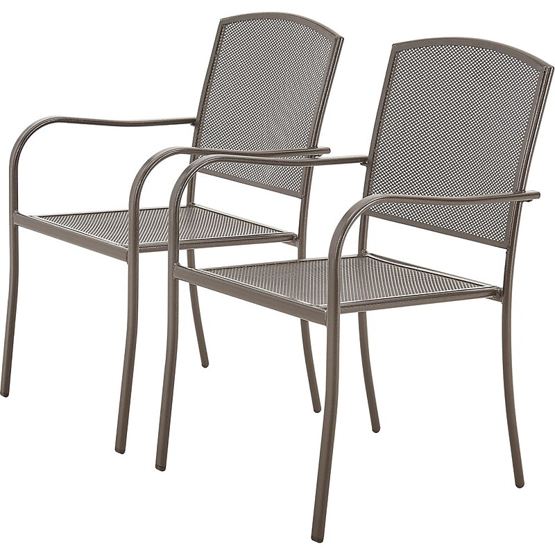 Global Industrial Outdoor Cafe Stacking Armchair, Steel Mesh, Bronze, 2/Pack (262083BZ) image 1