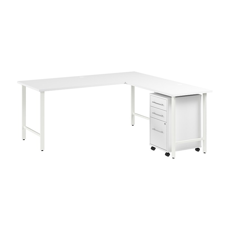 Bush Business Furniture Hustle 72"W L Shaped Computer Desk with 3 Drawer Mobile File Cabinet, White (HUS013WH) image 1