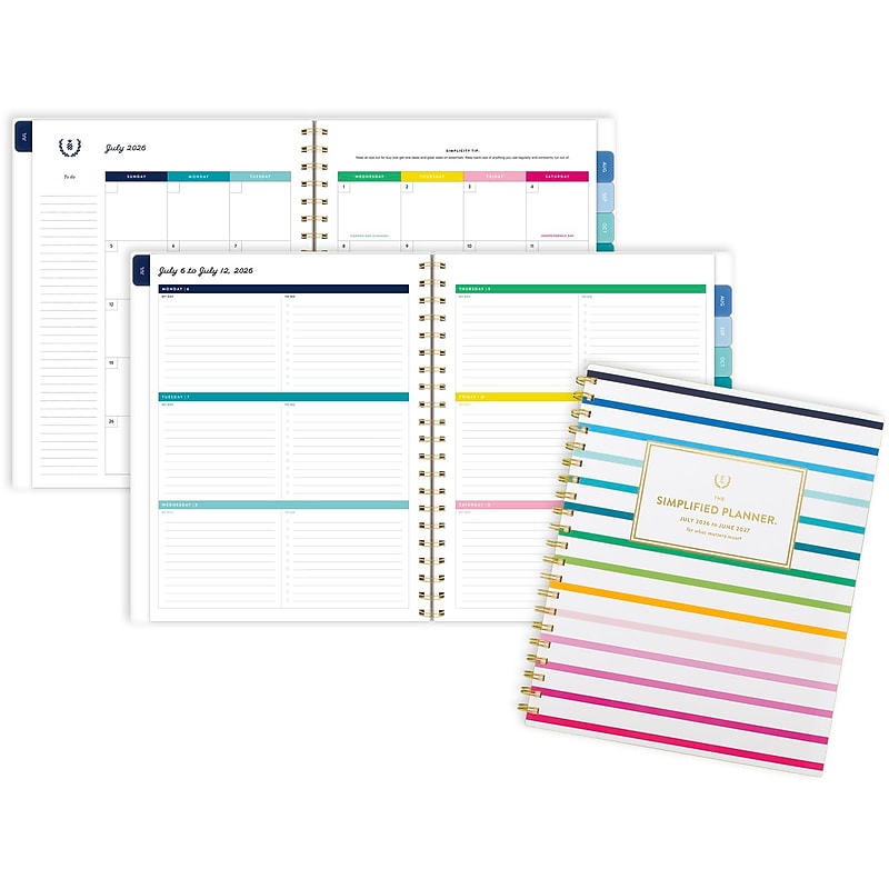 2026-2027 AT-A-GLANCE Simplified by Emily Ley Happy Stripe 8.5" x 11" Academic Weekly & Monthly Planner (EL49-905A-27) image 1