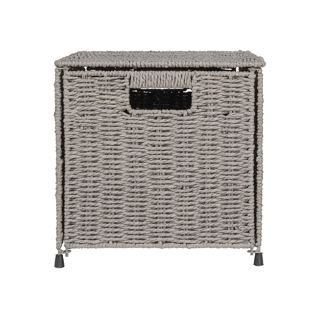 Grey wicker storage chest with lid