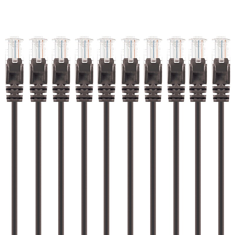 Intellinet Network Solutions 20 ft. CAT-6 Ethernet Cable, 30 AWG, Black, 10/Pack (745048) image 1