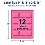 Avery Rectangle Laser/Inkjet Multipurpose Labels, 1-13/16" x 2-3/16", Bright Pink (120/Pack)~#|#~53230BDD-65A4-422C-93AB58EDAA55E0BC_sc7