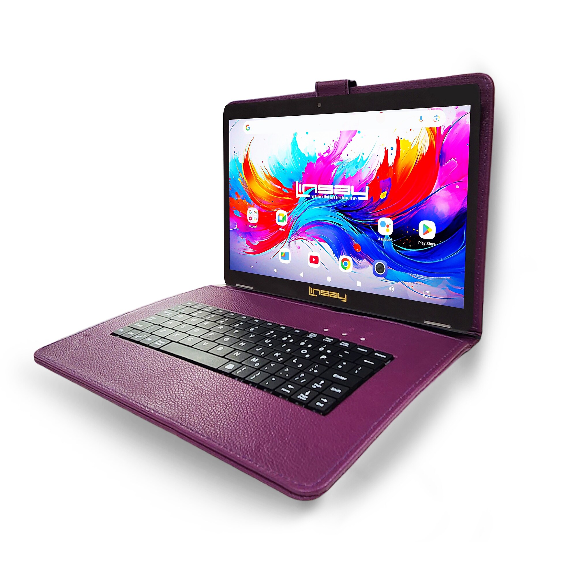Linsay F10 Series 10.1″ Tablet, Wi-Fi, Octa Core, 256GB eMMC, Android 15, with Purple Keyboard Case (F10XIPSPURPLESPLUS) Sansujyuku sansujyuku.com