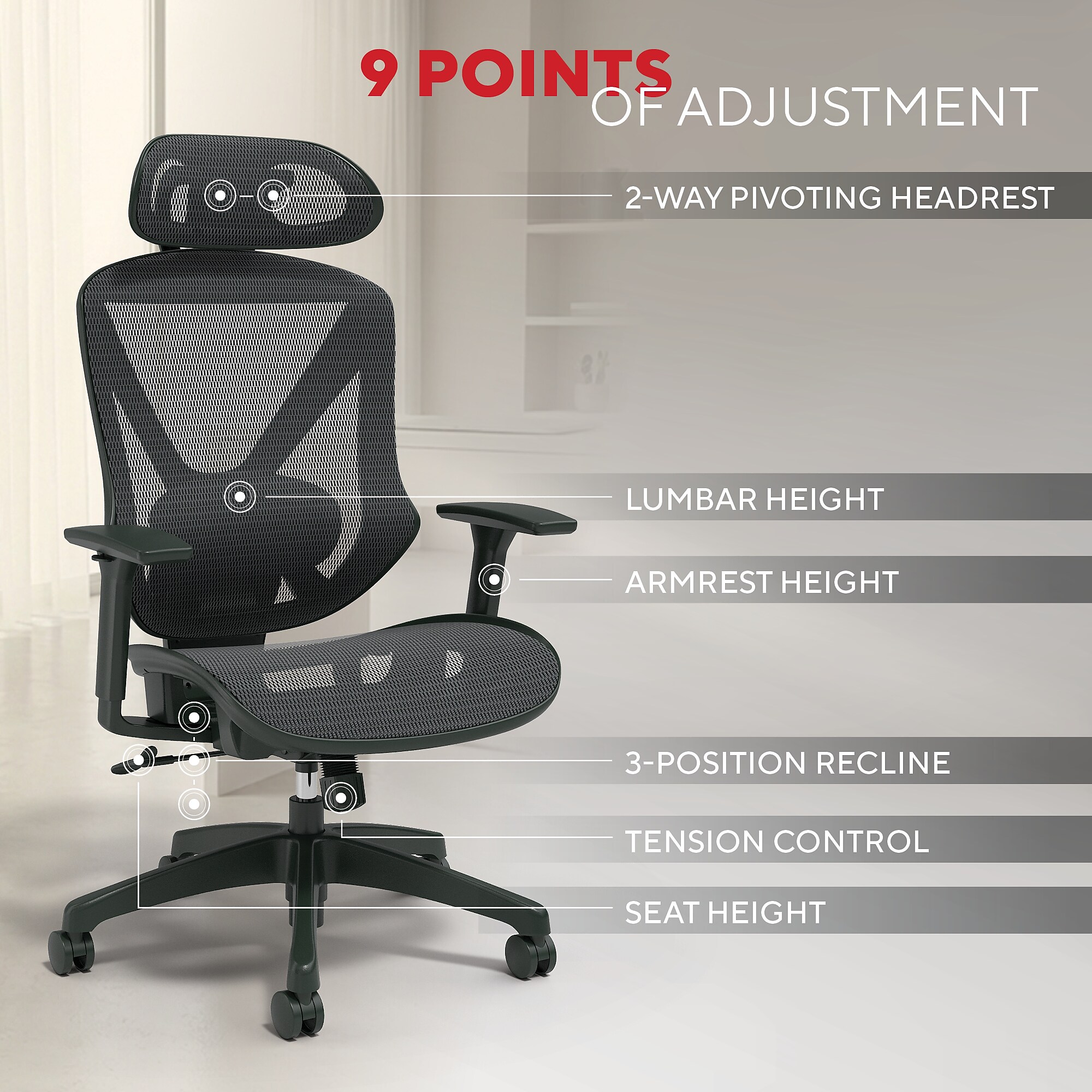 Staples Dexley Ergonomic Mesh Swivel Task Chair, Black (UN56946) Sansujyuku sansujyuku.com