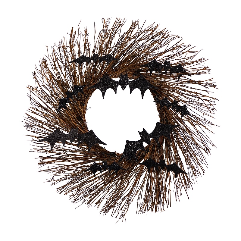 Nearly Natural Halloween Bats Twig Wreath, 26" (W1202) image 1