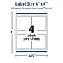 Avery TrueBlock Laser/Inkjet Square Multipurpose Labels, 4" x 4", White, 200/Box (94100)~#|#~532E9111-62F4-4448-AAED8F24ED3A5A64_sc7