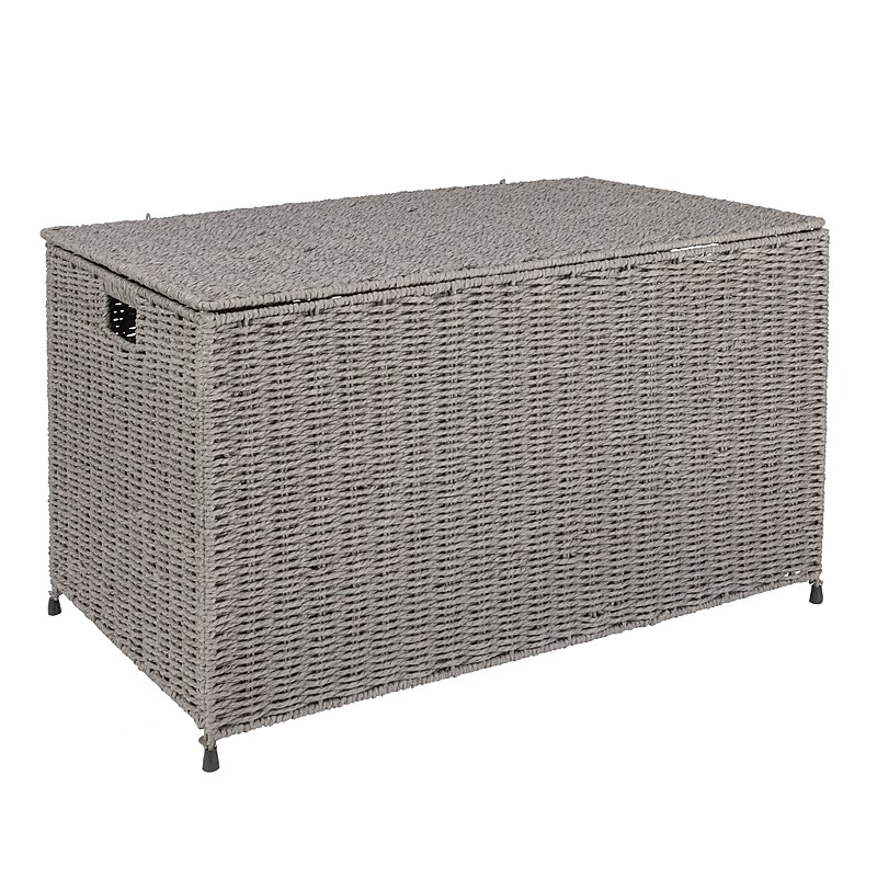 Household Essentials 126 Quart Storage Chest, Wicker, Grey (HE1080) image 1
