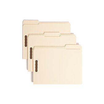 Smead Fastener File Folders, 2 Fasteners, Reinforced 1/3-Cut Tab, Letter Size, Manila, 50/Box (14537)